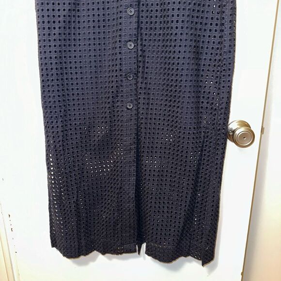 Chicos Navy Blue Eyelet Lace Notch Collar Maxi Dress Size 0.5 (Womens 6) NWT - Picture 2 of 15